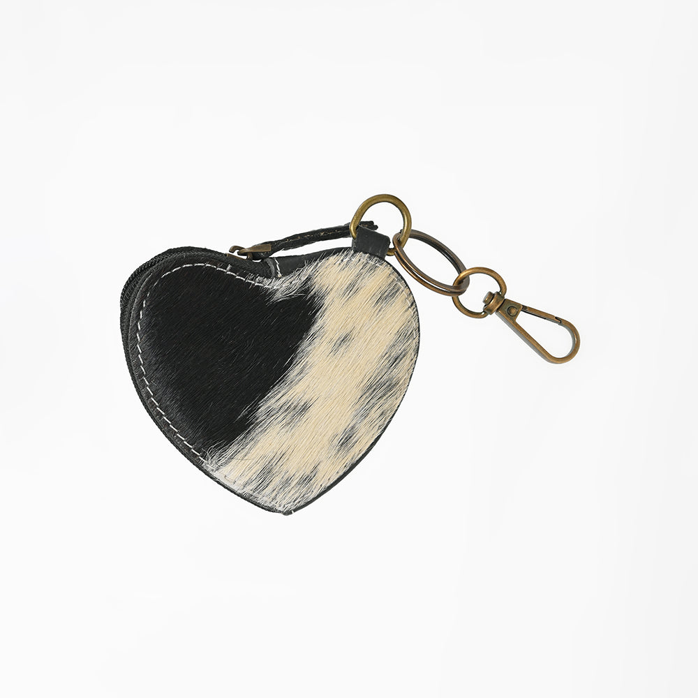 ADCHA129 American Darling Genuine Hair-On Heart-Shaped Bag & Coin Purse Keychain