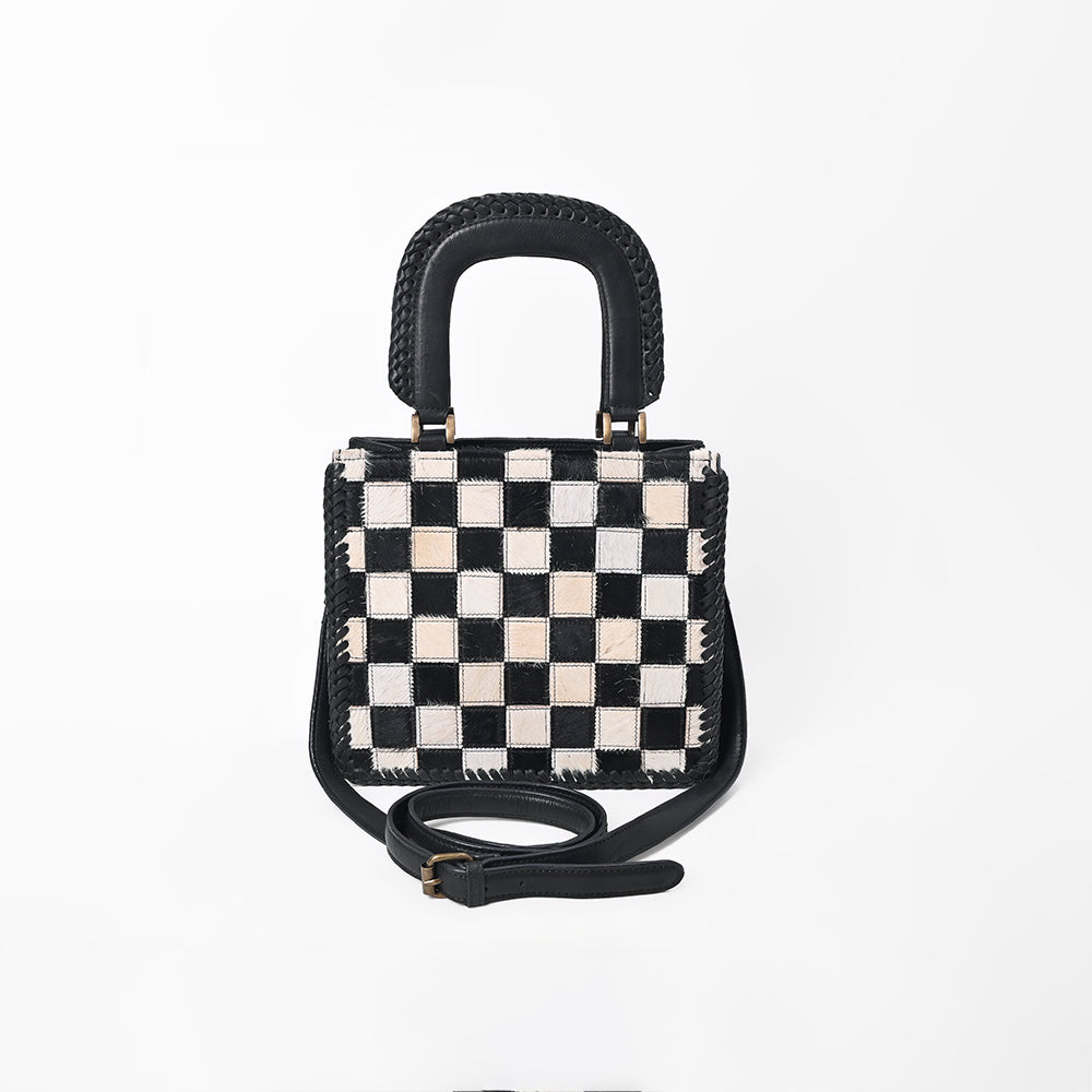ADBGM1029 American Darling Genuine Leather Hair-on-Hide Checkerboard Tote Handbag