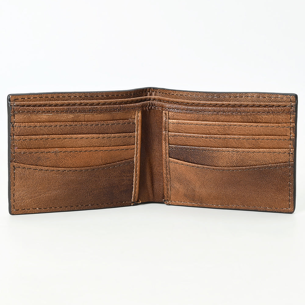 ADBG1592 American Darling Hand-Tooled Leather Wallet Hand Bag with Western Buck Stitching & Floral Detailing