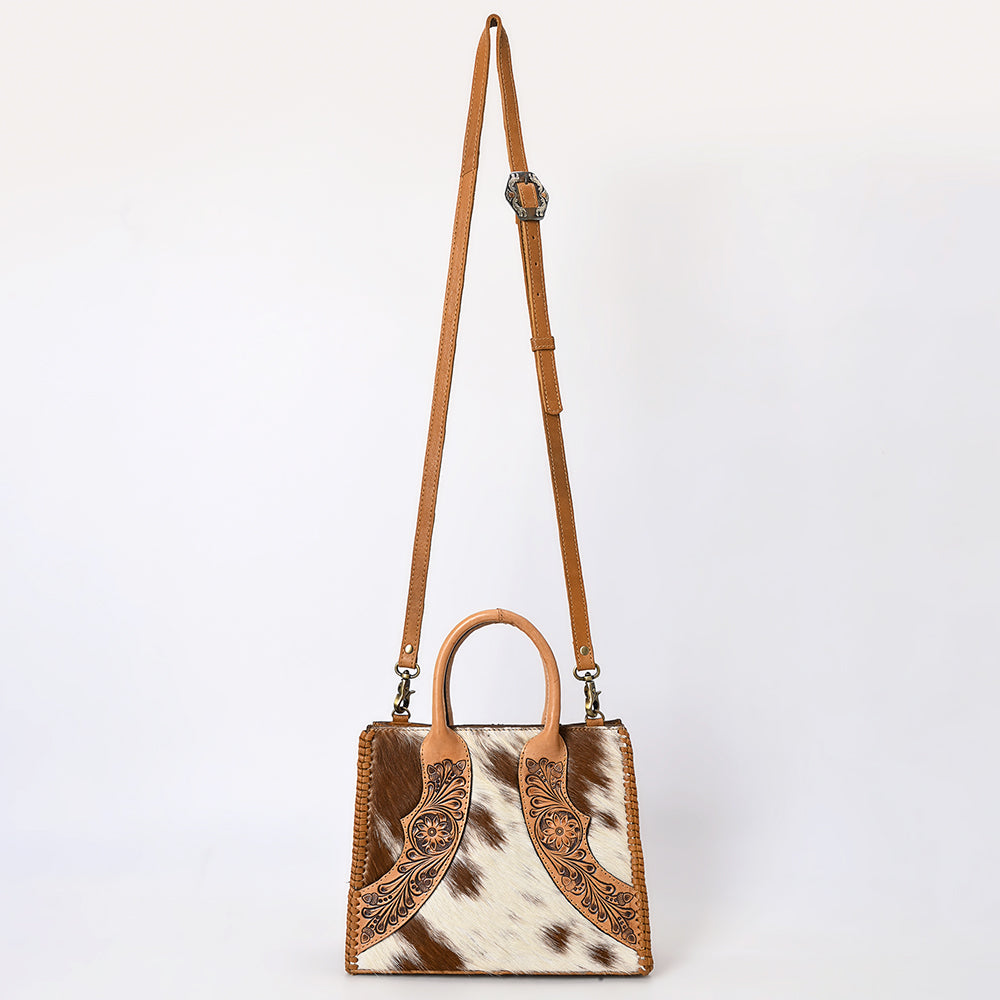 ADBGA488 American Darling Hair-On Cowhide Leather Tote Bag Floral Carved