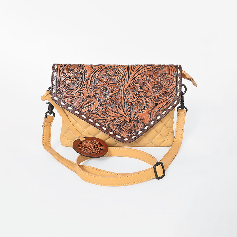 ADBGZ1015 American Darling Western Floral Hand Tooled Quilted Purse