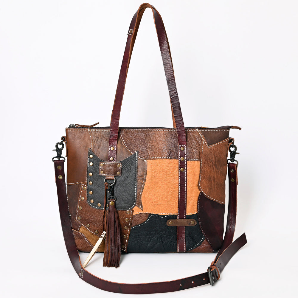 ADBG1053 American Darling Handcrafted Leather Tote Bag Colorful Leather Stripes Western Handbag