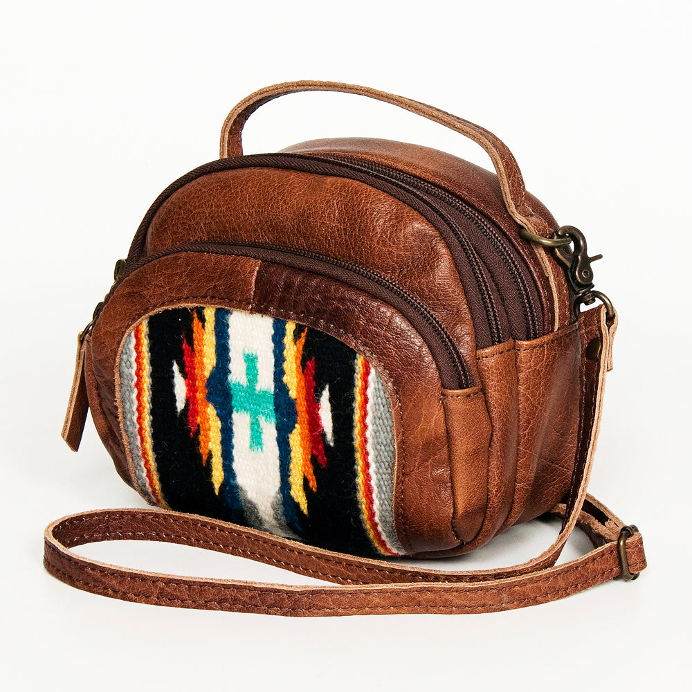 ADBG888 American Darling Saddle Blanket & Leather Mini Camera Crossbody Bag with Top Handle & Crossbody Strap
