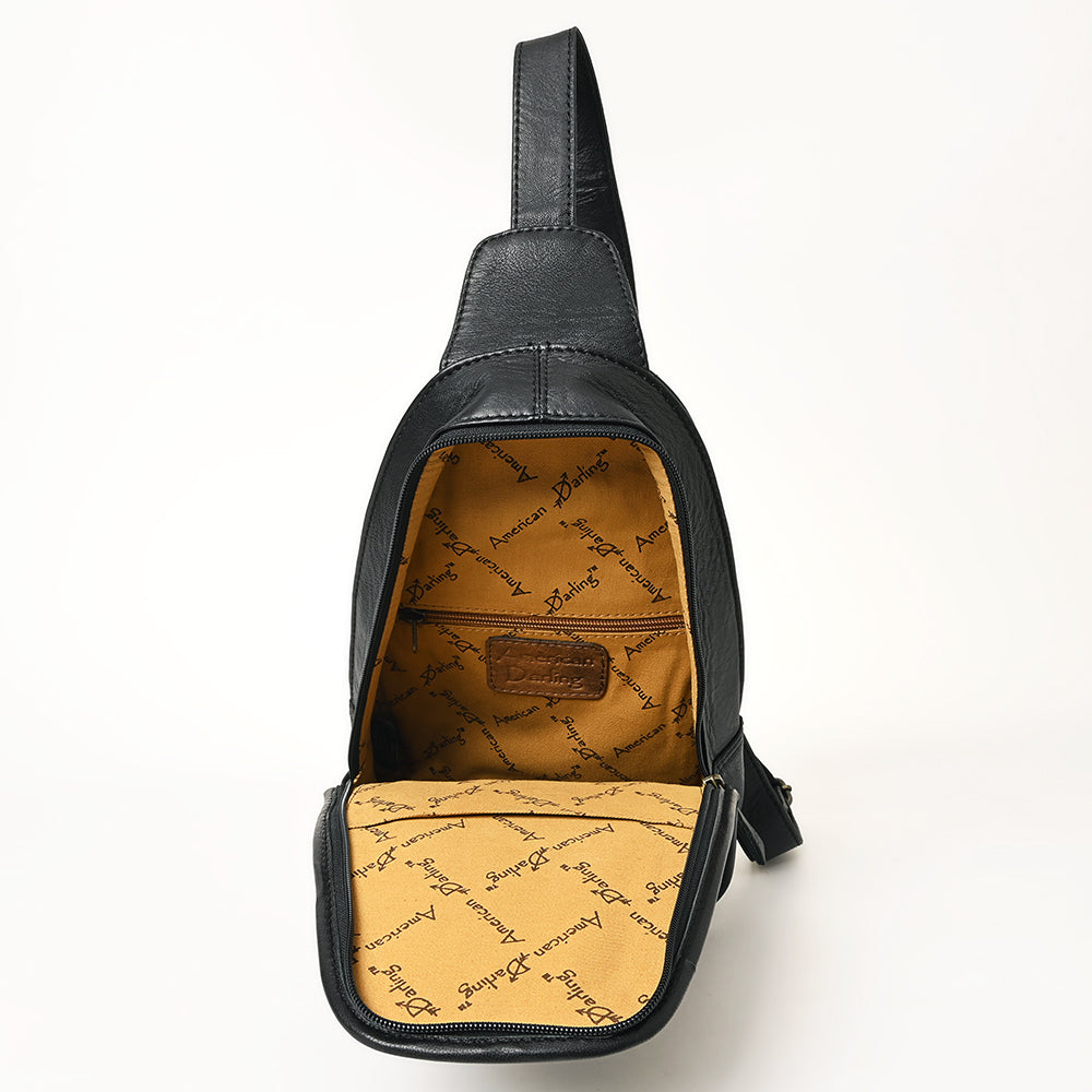 ADBG1146 American Darling Floral Hand Tooled Bag | Hair on Cowhide Sling