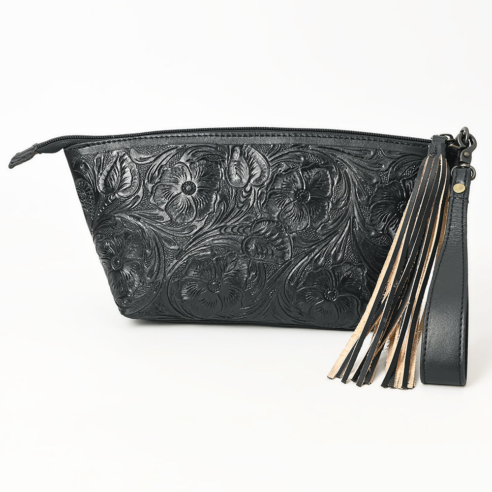 ADBG1234 American Darling Hand-Tooled Western Leather Wristlet Bag - Genuine Floral Carved Women Clutch