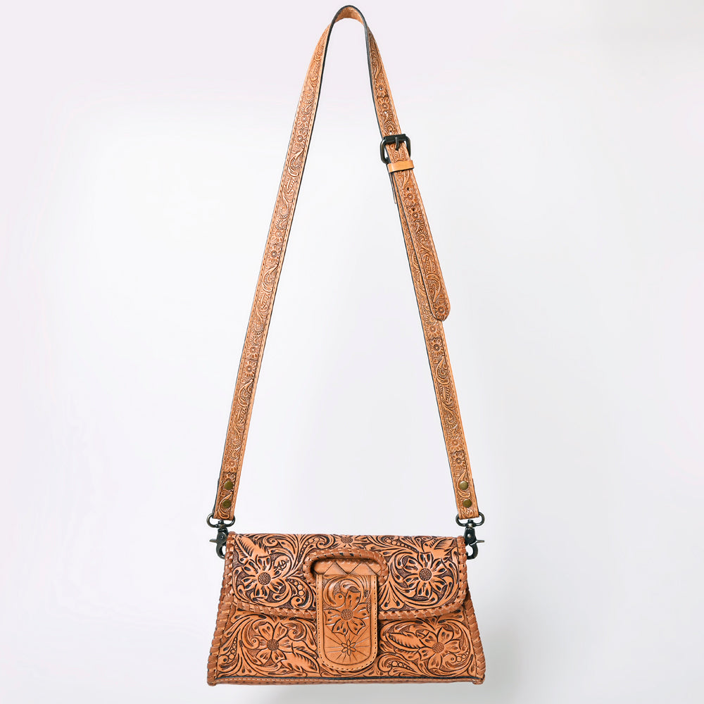 ADBG1134 American Darling Hand Tooled Floral Leather Wallet Bag Clutch & Crossbody Handbag