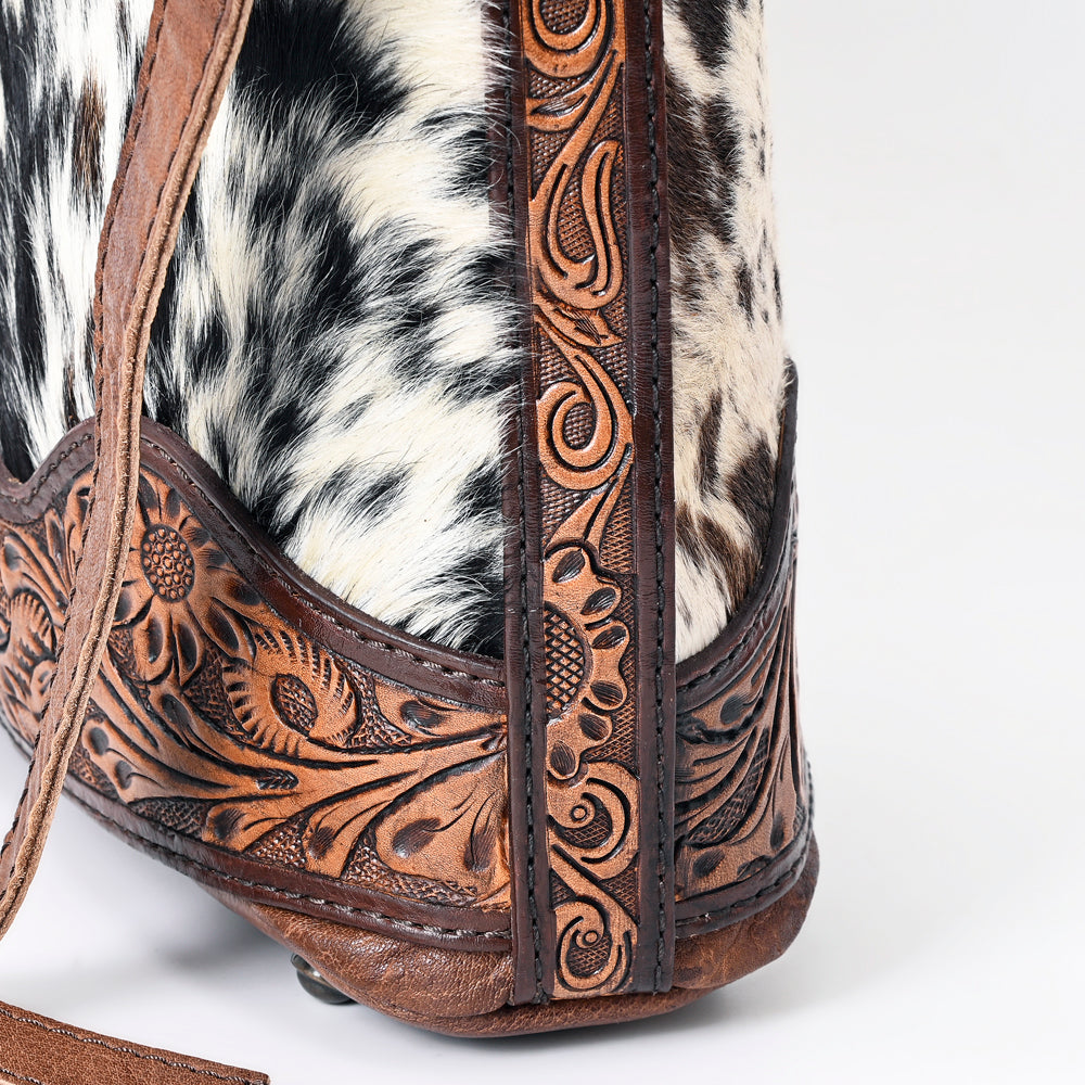 ADBG702A American Darling Handcrafted Hand Tooled Leather Messenger Bag with Hair-On Cowhide