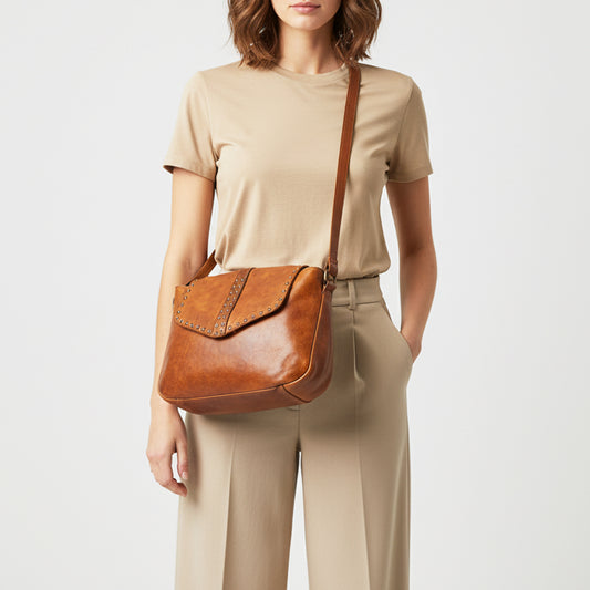 SWC165 Flap Closure Riveted Crossbody