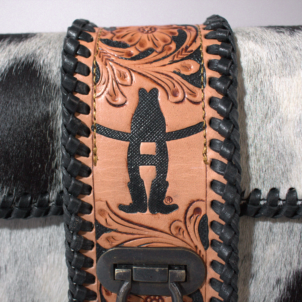 Laurel Rodeo Genuine Handtooled and Hair on Leather Crossbody Bag