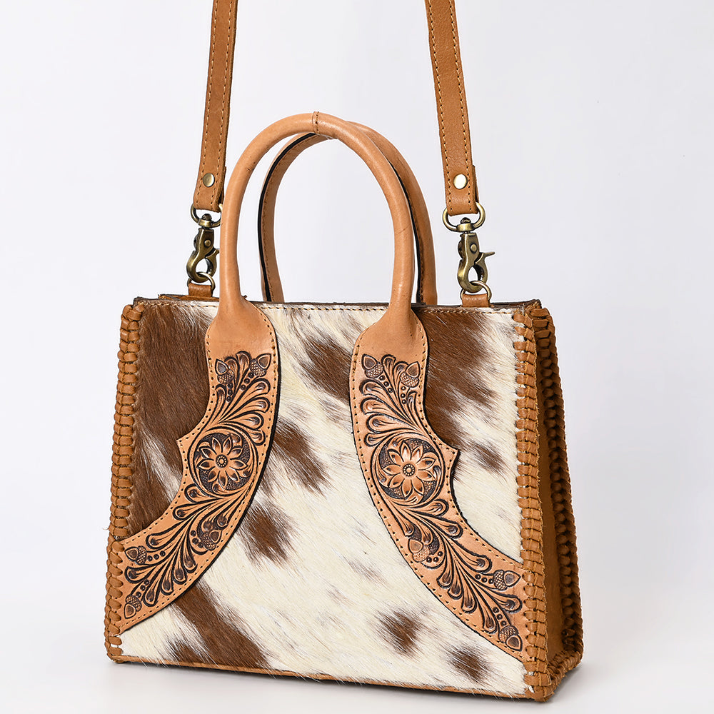 ADBGA488 American Darling Hair-On Cowhide Leather Tote Bag Floral Carved