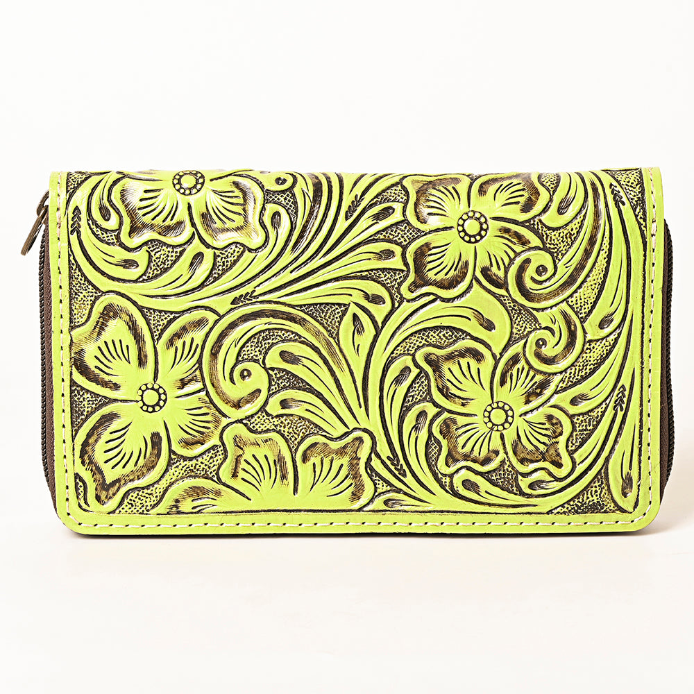 ADBG1271 American Darling Neon Tooled Leather Wallet -Floral Carved Clutch