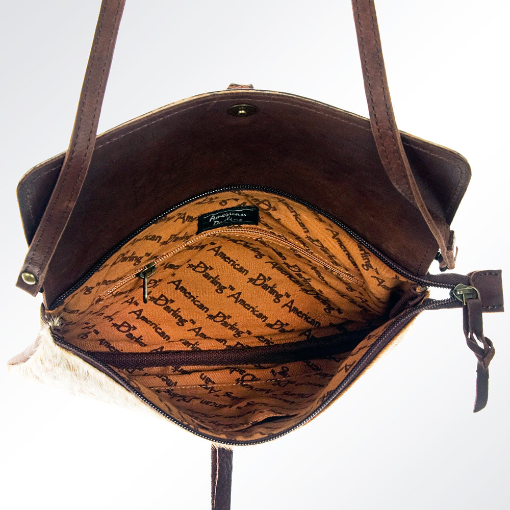 ADBG570TAW American Darling Texas Tooled Leather & Hair-On Cowhide Western Crossbody Bag