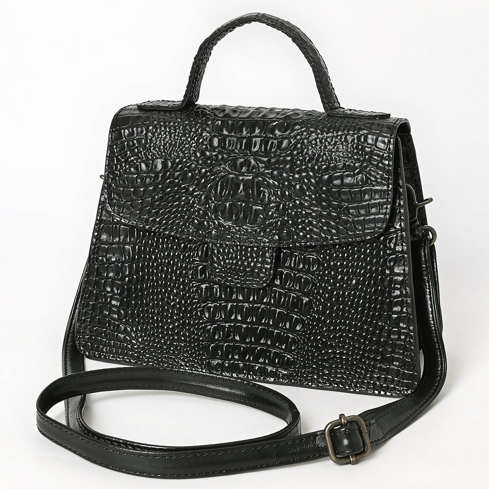 ADBG1728 American Darling Western Messenger Bag in Crocodile Embossed Full Grain Leather