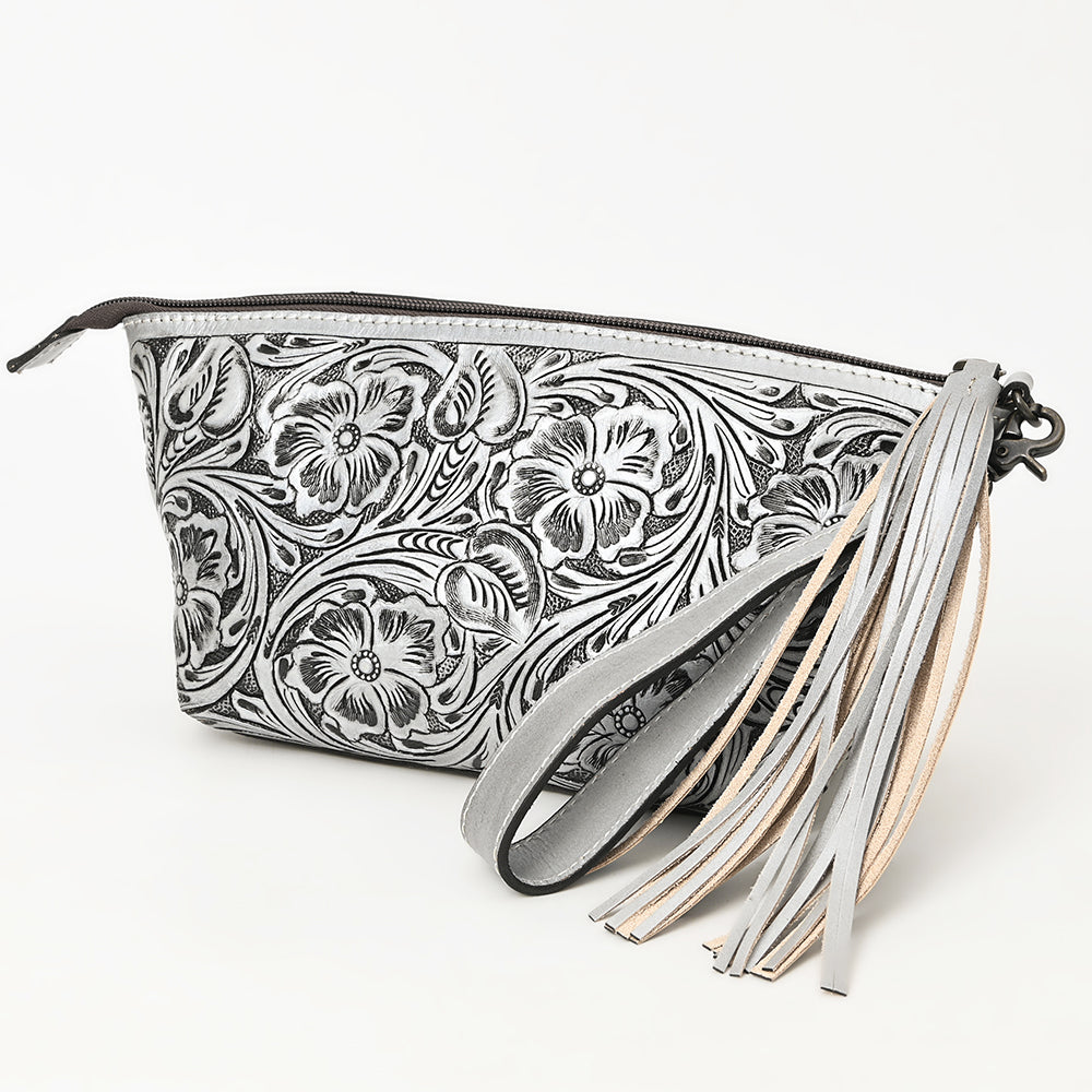 ADBG1234 American Darling Hand-Tooled Western Leather Wristlet Bag - Genuine Floral Carved Women Clutch