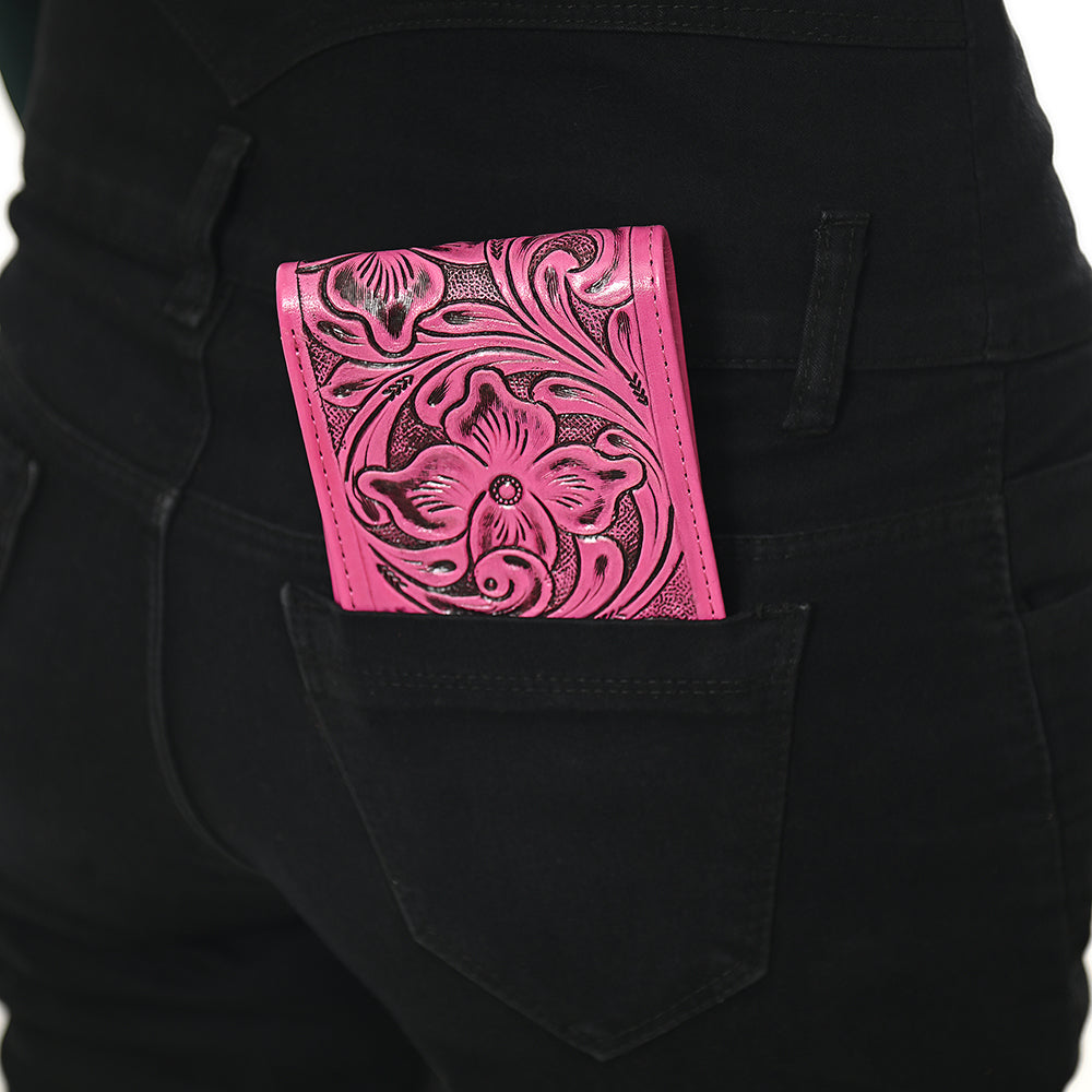 ADBG1236 American Darling Hand Tooled Leather Bifold Wallet -Floral Carved Purse