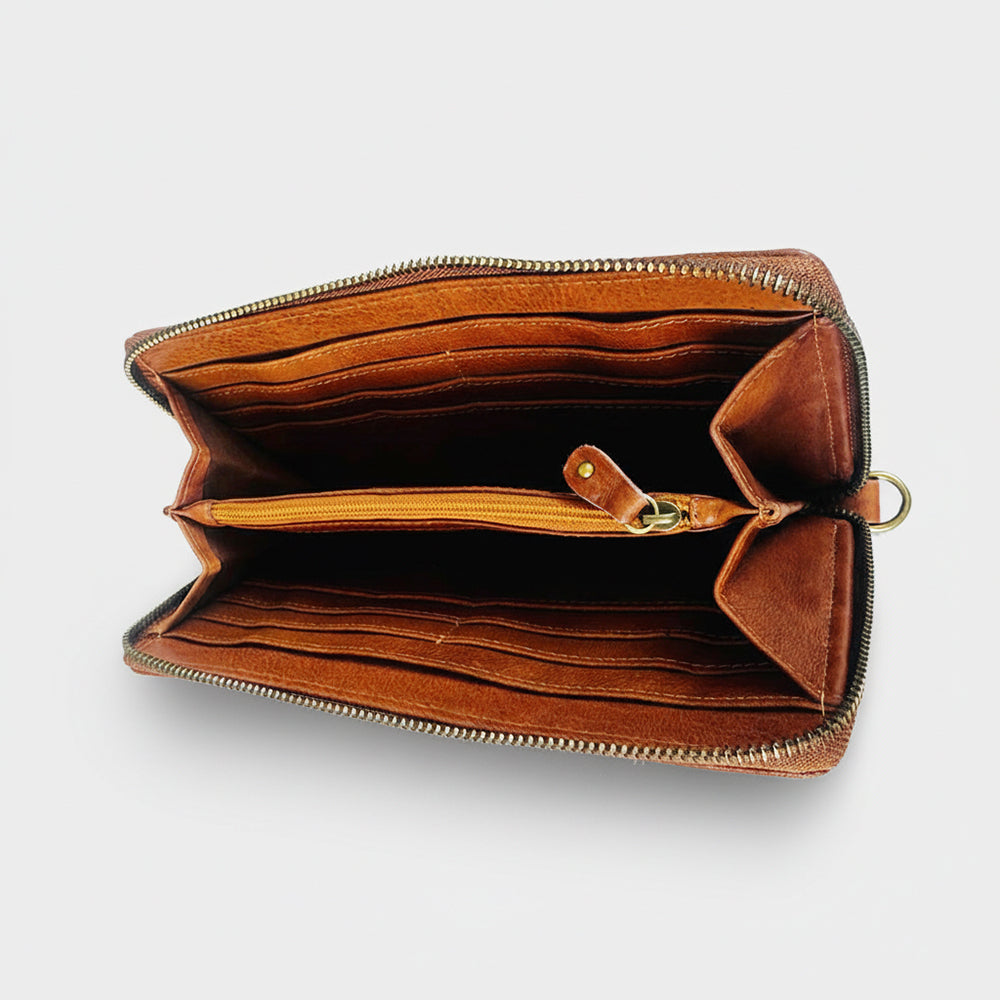 Frontier Rodeo Genuine Leather  Black Embroidered organizer  Bag