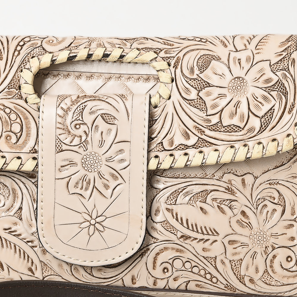 ADBG1134 American Darling Hand Tooled Floral Leather Wallet Bag Clutch & Crossbody Handbag