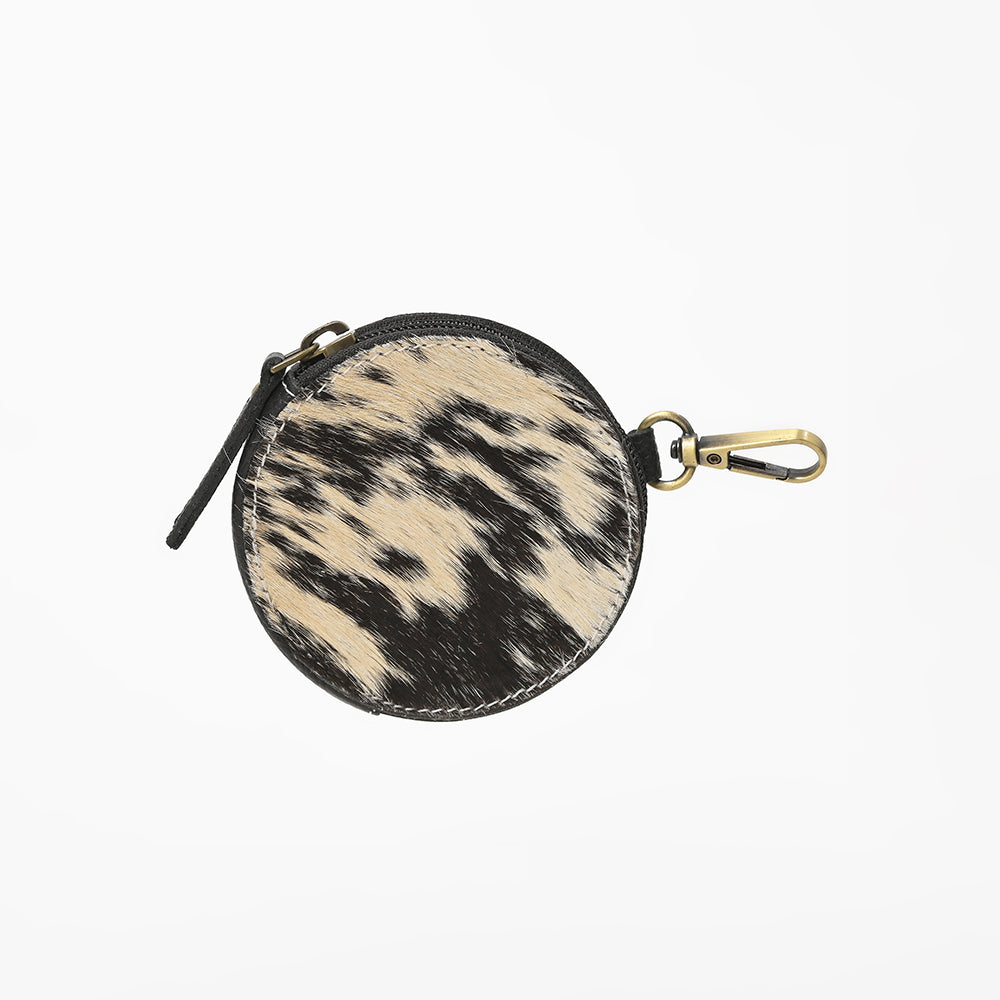 ADCHA120 American Darling Genuine Leather Hair-on-Hide Round Coin Purse Clip