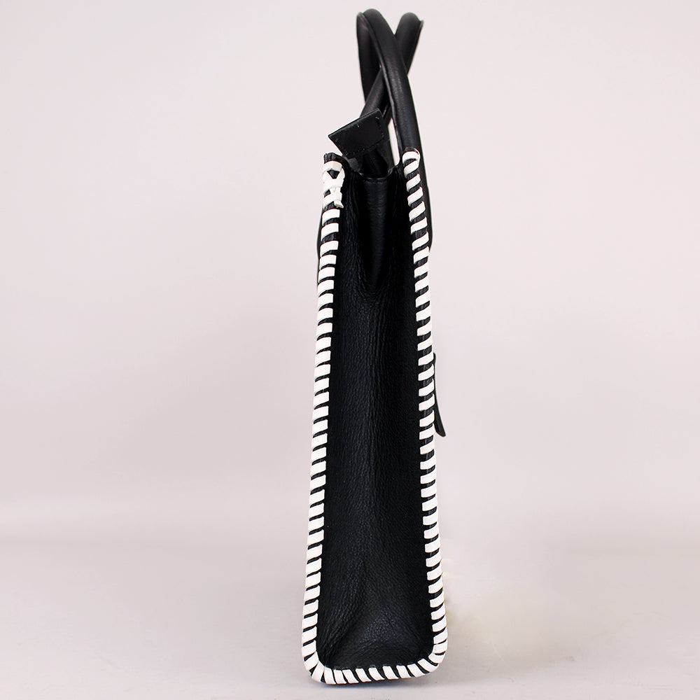Midnight Rodeo Black Genuine Leather Tote Bag