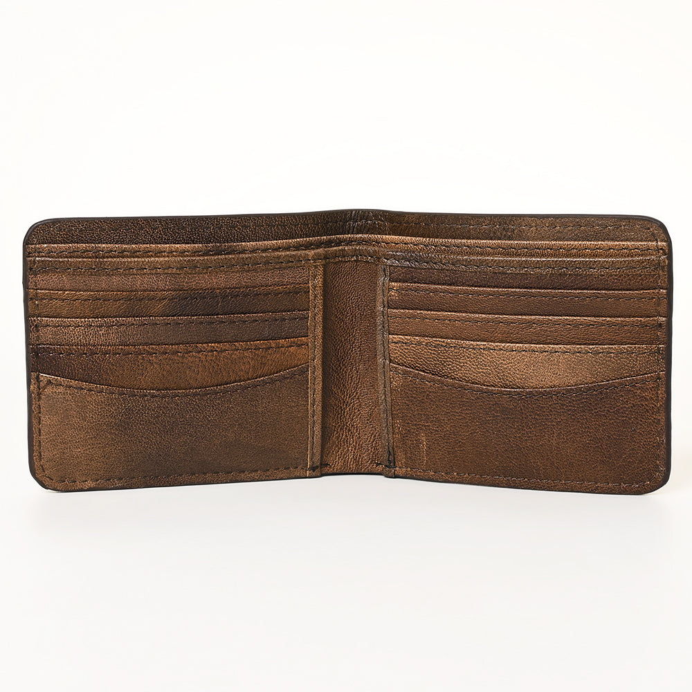ADBG1313 American Darling Hand-Tooled Leather Bifold Wallet -Floral Carved Purse