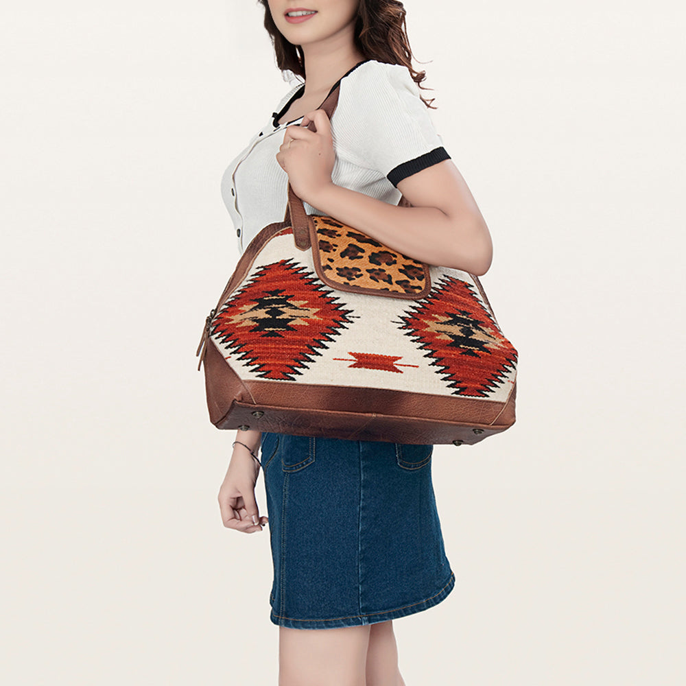 ADBG881B American Darling Western Tote Bag with Hair-On Cowhide and Hand Woven Saddle Blanket