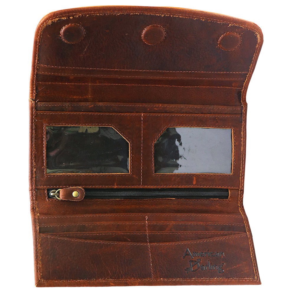 ADBGM112 Hand-Painted Leather Wallet Clutch - Western Design by American Darling