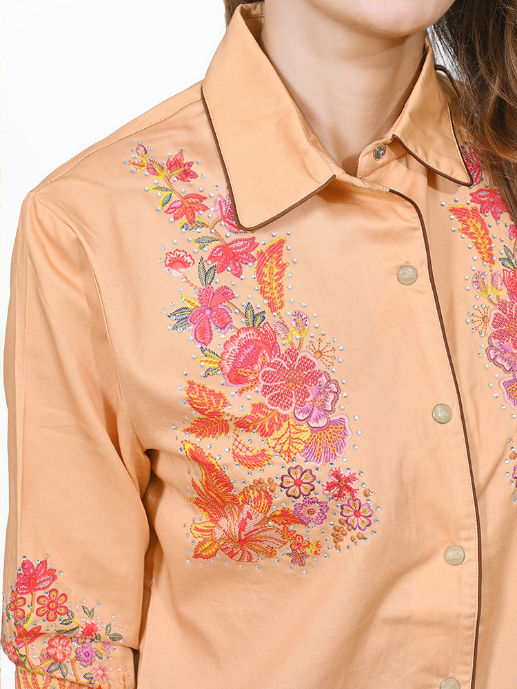 ADSH096 American Darling Satin Cotton Crystal Embellished Western Shirt