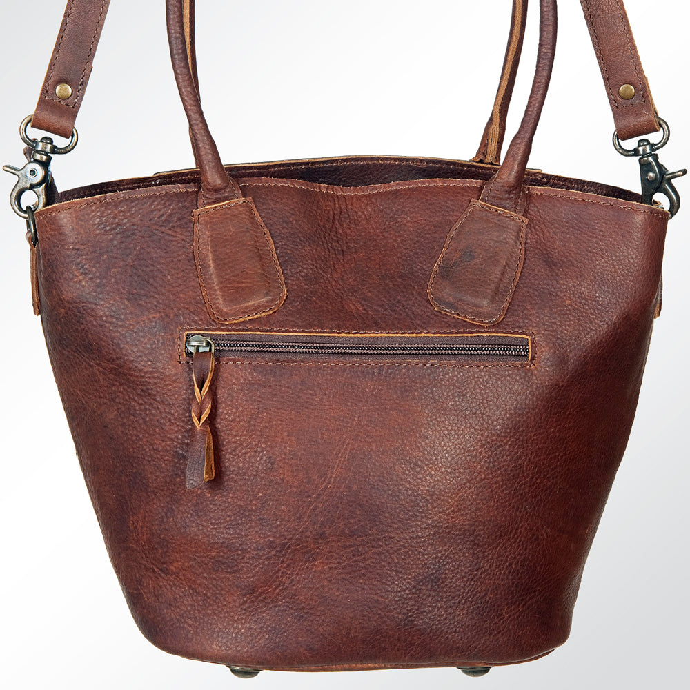 ADBG621A American Darling Hand Tooled Floral & Hair-On Cowhide Western Leather Tote Bag