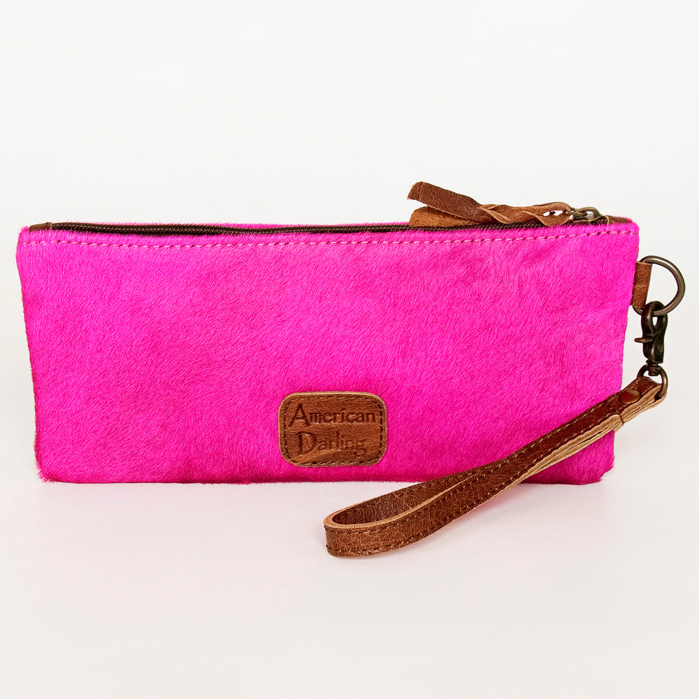 ADBG344 American Darling Western Leather Wristlet Bag with Hair-On Cowhide and Inlay