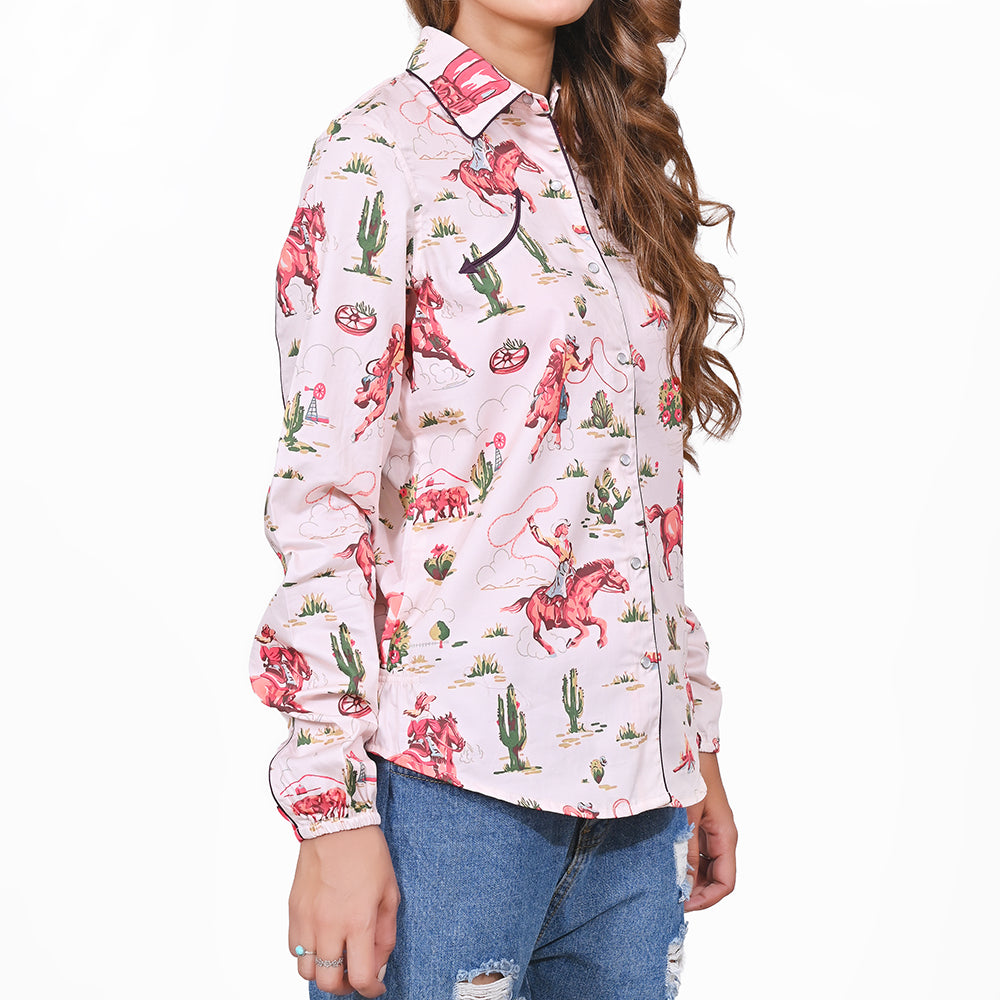 ADSH088 American Darling 100% Satin Cotton Rodeo Theme Country Shirt
