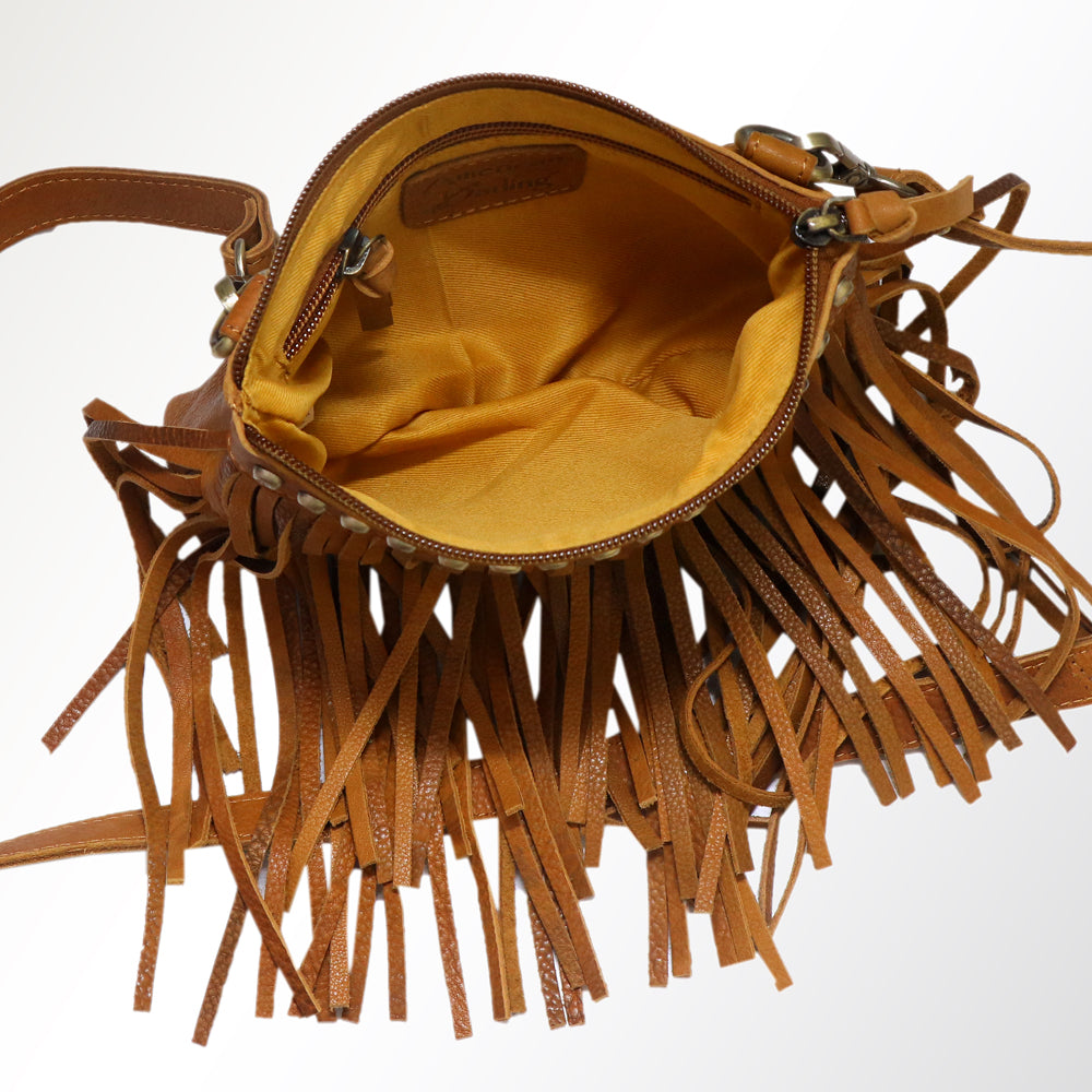 ADBGM244 Western Genuine suede Fringe Crossbody Bag - Studded Leather Festival Purse