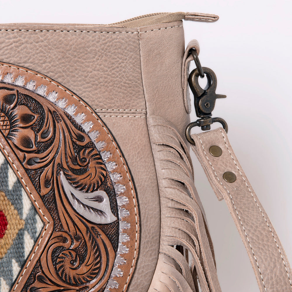 ADBG1062 American Darling Hand-Tooled Leather Messenger Bag Fringe Western Boho Crossbody