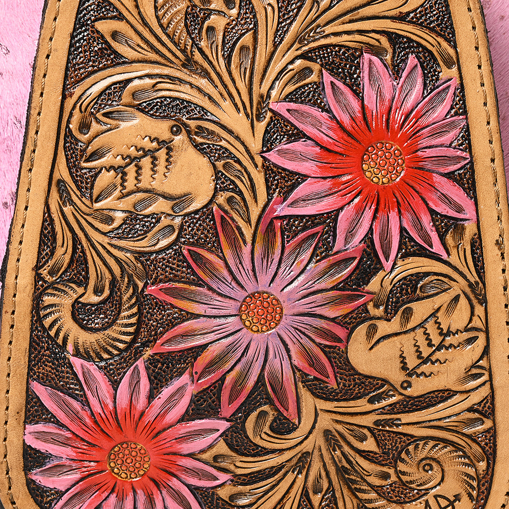 ADBG1146 American Darling Pink Cowhide Sling Bag | Tooled Leather Backpack