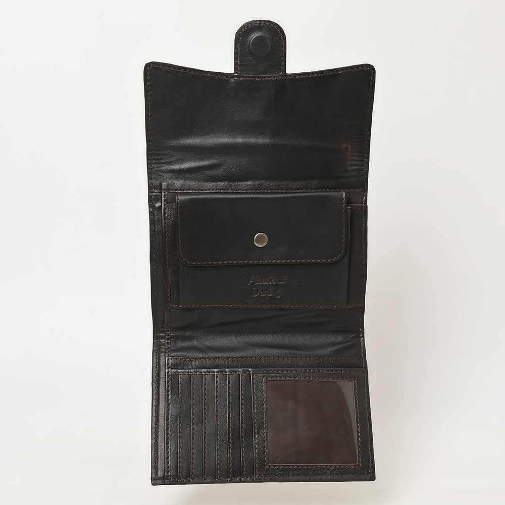 ADBGZ842 Hand-Tooled Leather & Cowhide Western Wallet Clutch American Darling