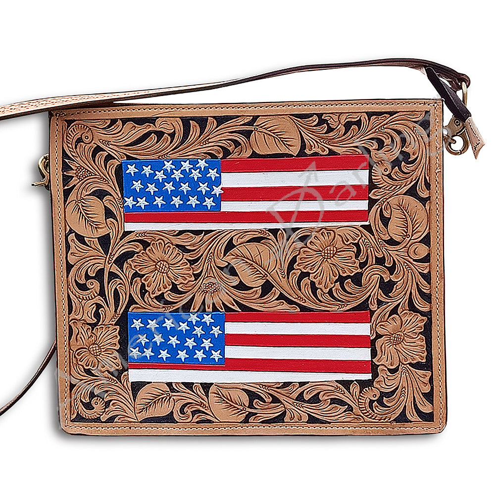 ADBG484 American Darling Hand Tooled Leather Messenger Bag