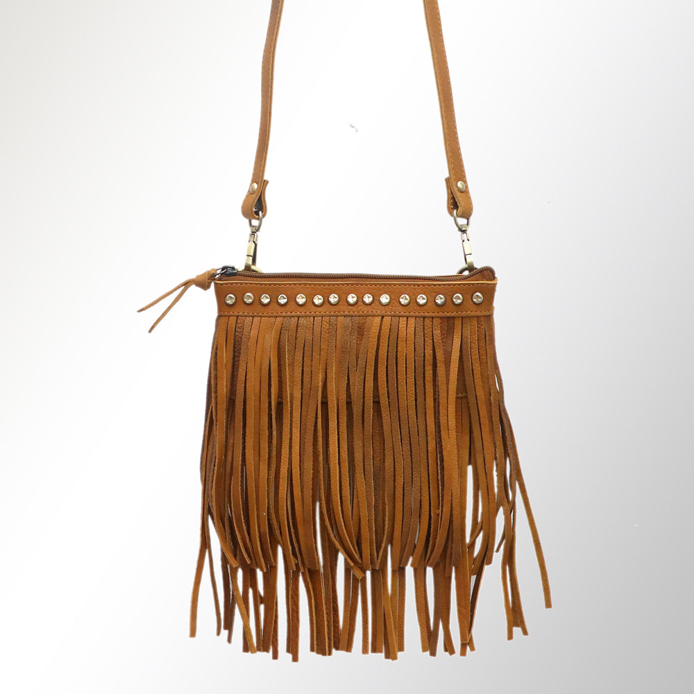 ADBGM244 Western Genuine suede Fringe Crossbody Bag - Studded Leather Festival Purse