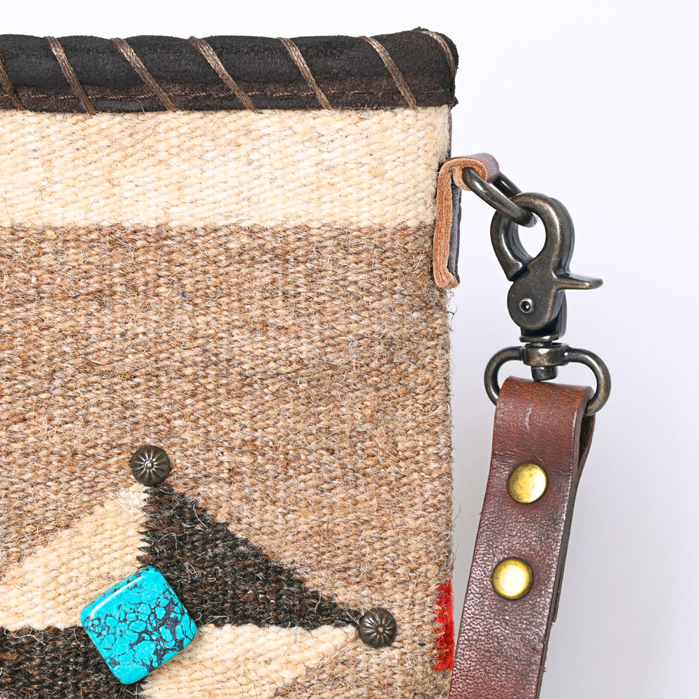 ADBG1112 American Darling Hand-Woven Saddle Blanket Western Crossbody Bag Genuine Leather Artisan Purse