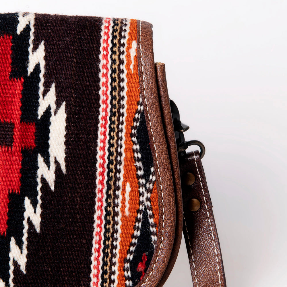 ADBG1015 American Darling Handwoven Saddle Blanket Leather Crossbody Bag Western Flap Purse