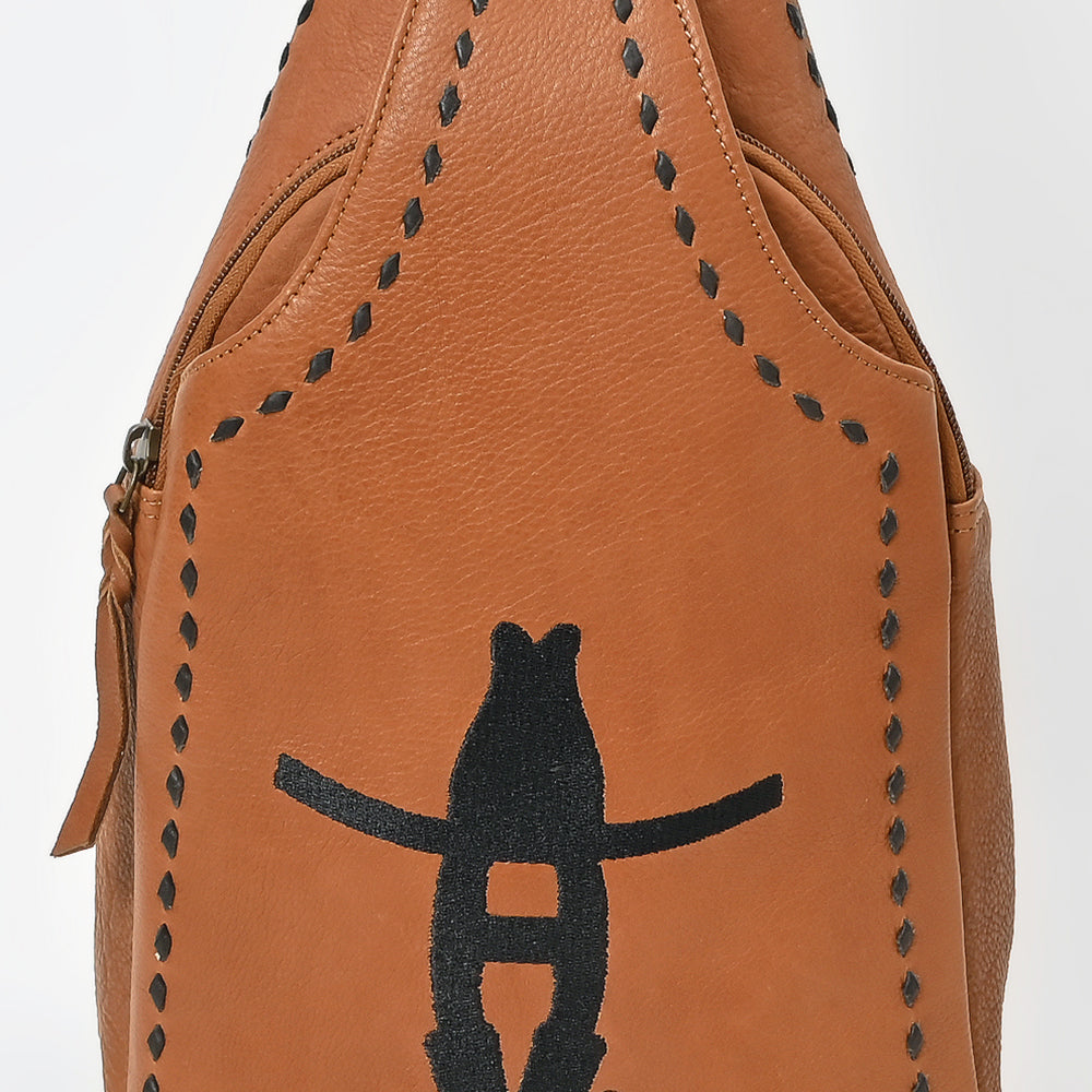 Magnolia Rodeo Genuine Leather Black Embroidered Sling Bag