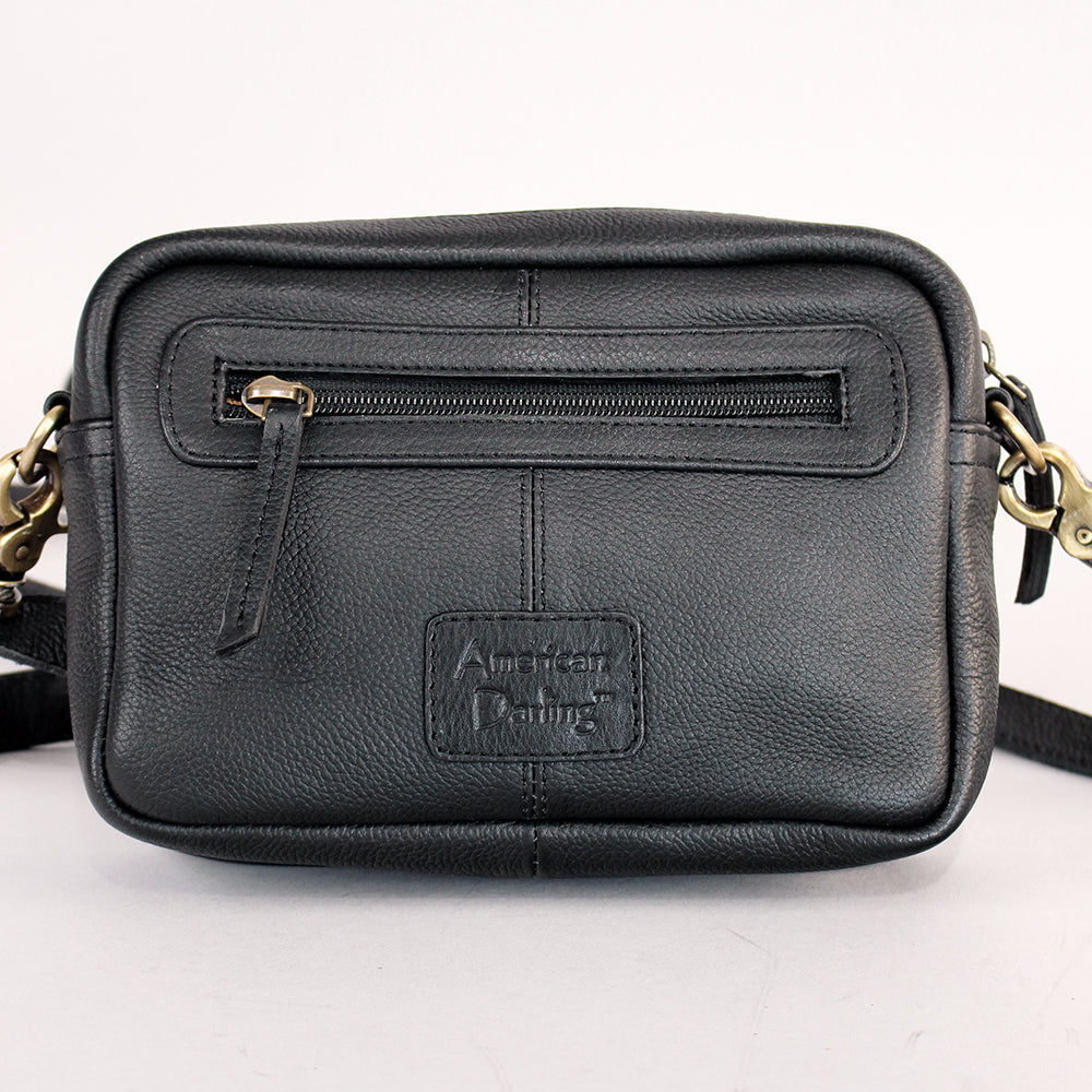 Midnight Rodeo Black Grain Leather Crossbody Bag