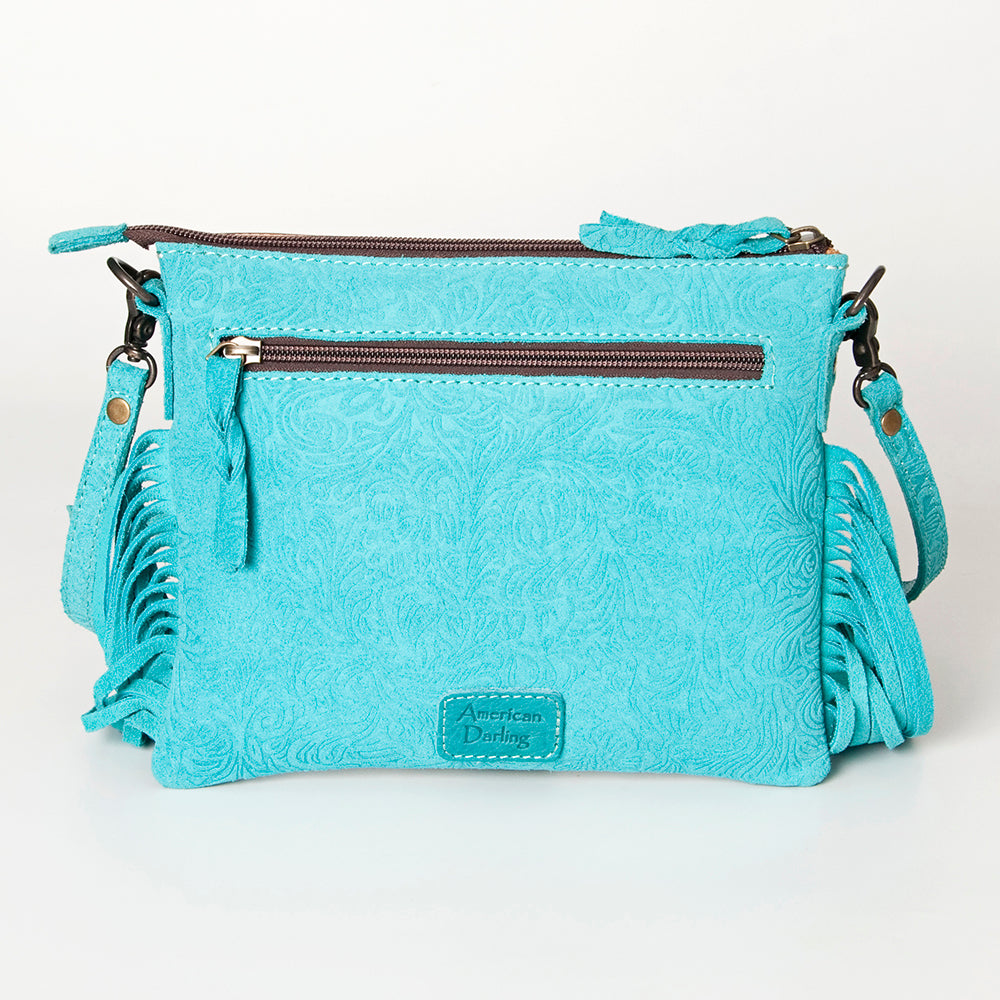 ADBG109 American Darling Hand-Tooled and Floral Embossed Leather Western Crossbody Bag