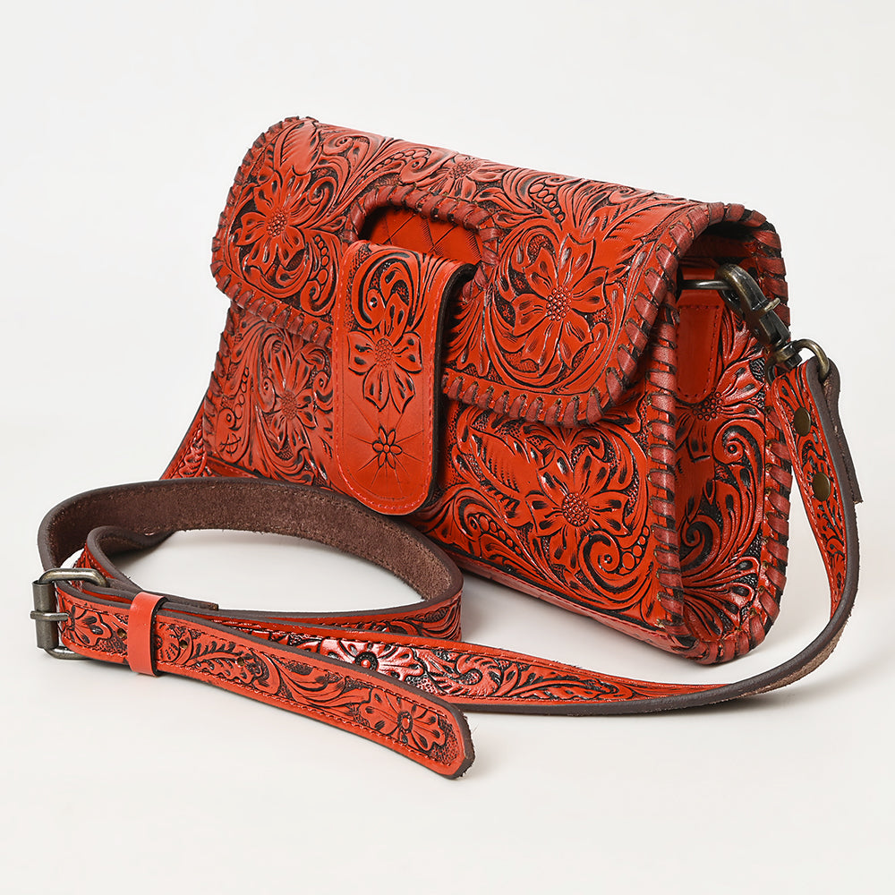 ADBG1134 American Darling Hand Tooled Floral Leather Wallet Bag Clutch & Crossbody Handbag