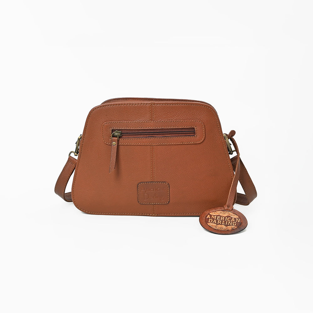 ADBGA1114 American Darling Western Hand-Tooled Turquoise Leather Crossbody Bag with Stone Concho