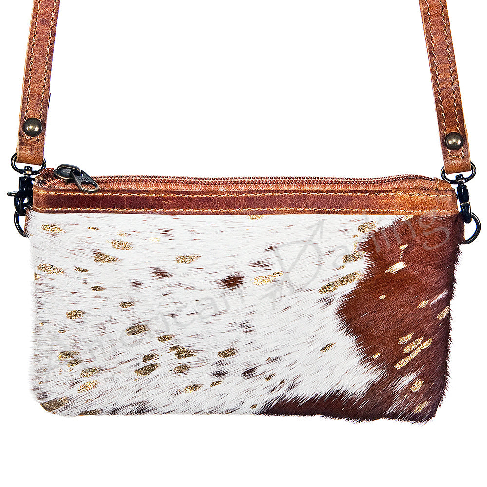 LC-ADBGS142 Hair-On Cowhide Crossbody - Western Fringe Leather Purse