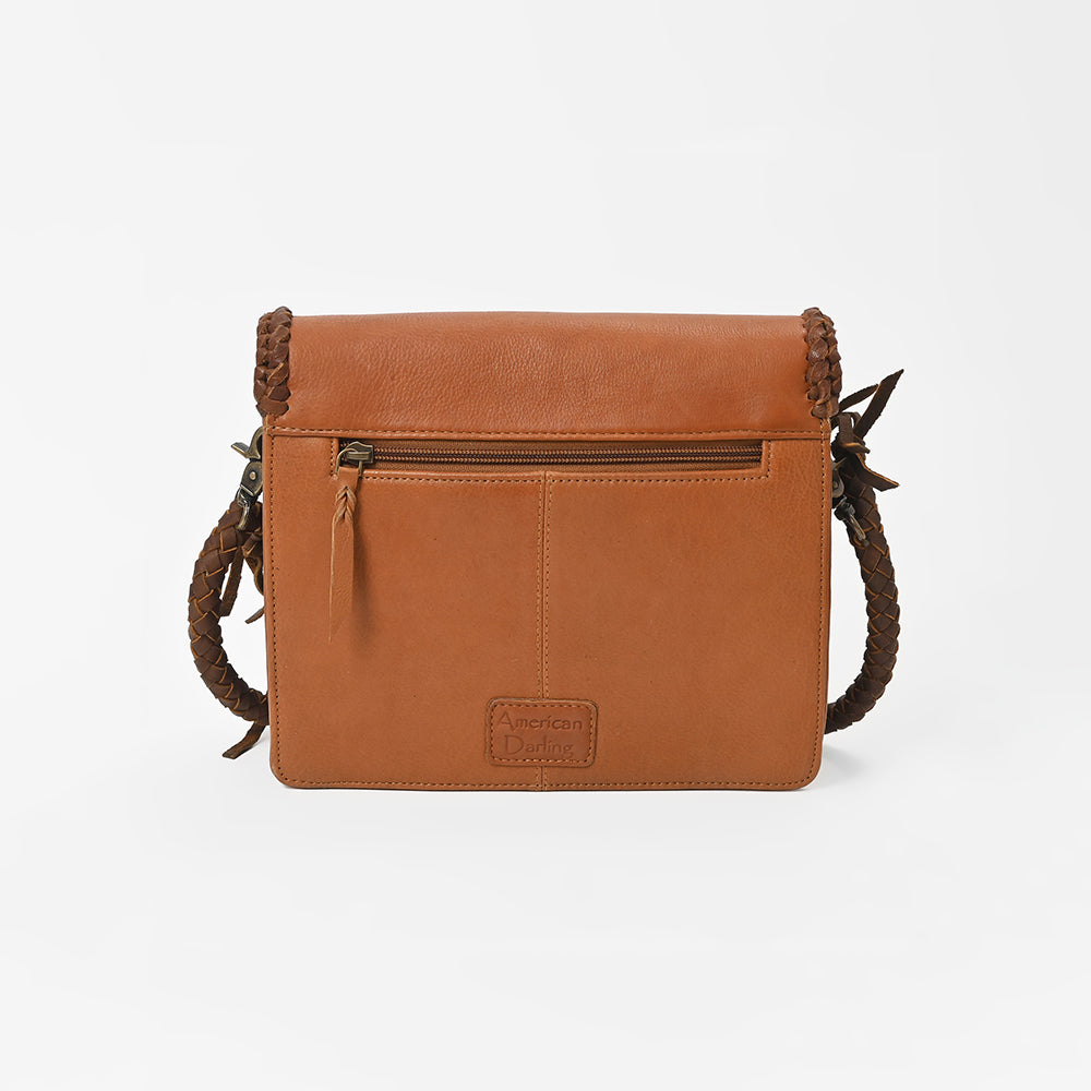 Frontier Rodeo Genuine Leather White Embroidered Crossbody Bag
