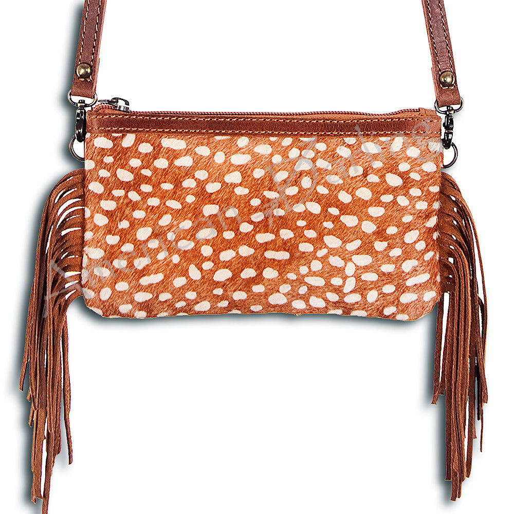 ADBGS142 Mini Crossbody - Hair-On Leather Fringe Bag with Removable Strap