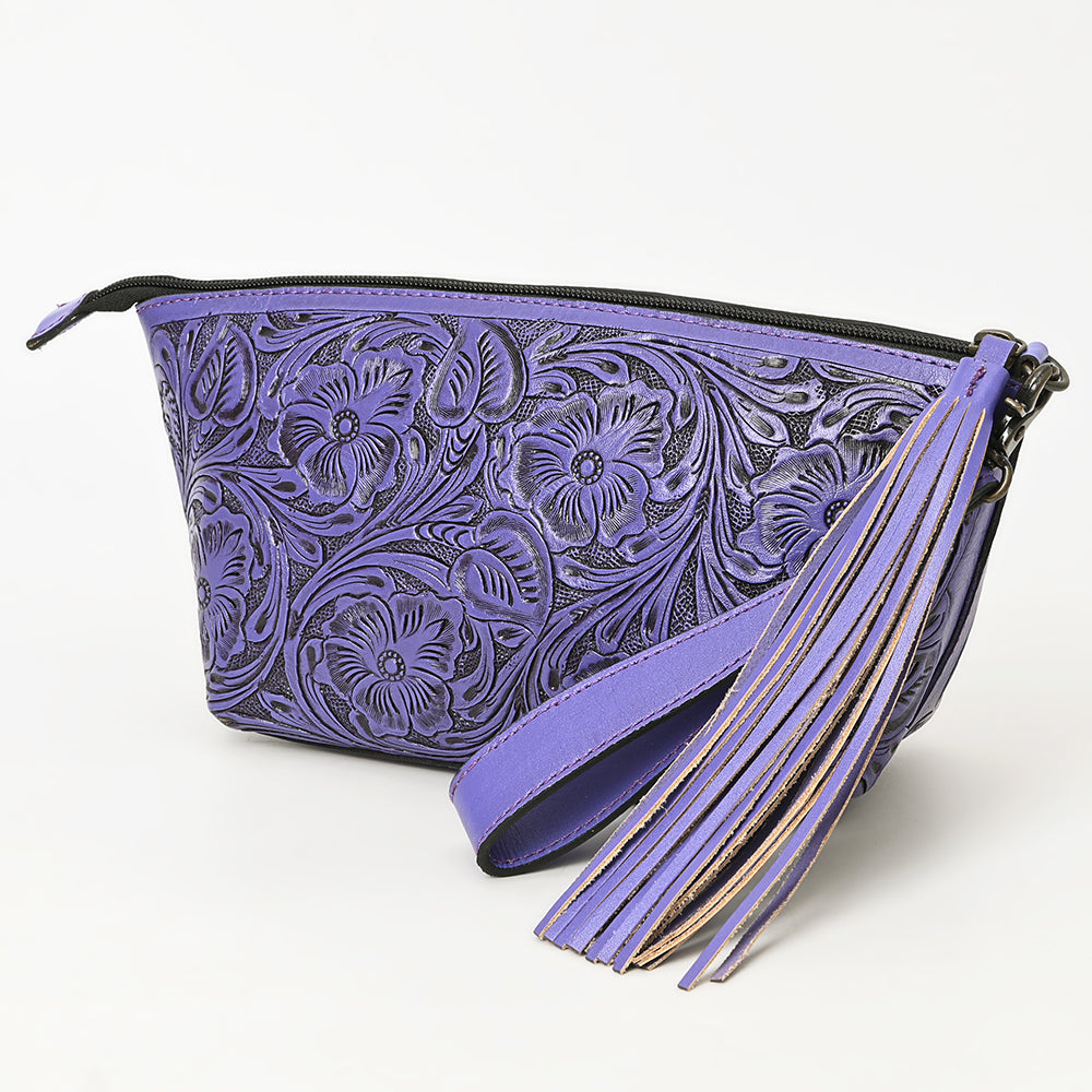 ADBG1234 American Darling Hand-Tooled Western Leather Wristlet Bag - Genuine Floral Carved Women Clutch