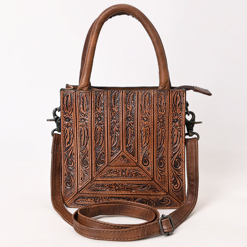 ADBG1608 American Darling Western Genuine Leather Hand-Tooled Tote Bag with Artisan Floral Carving