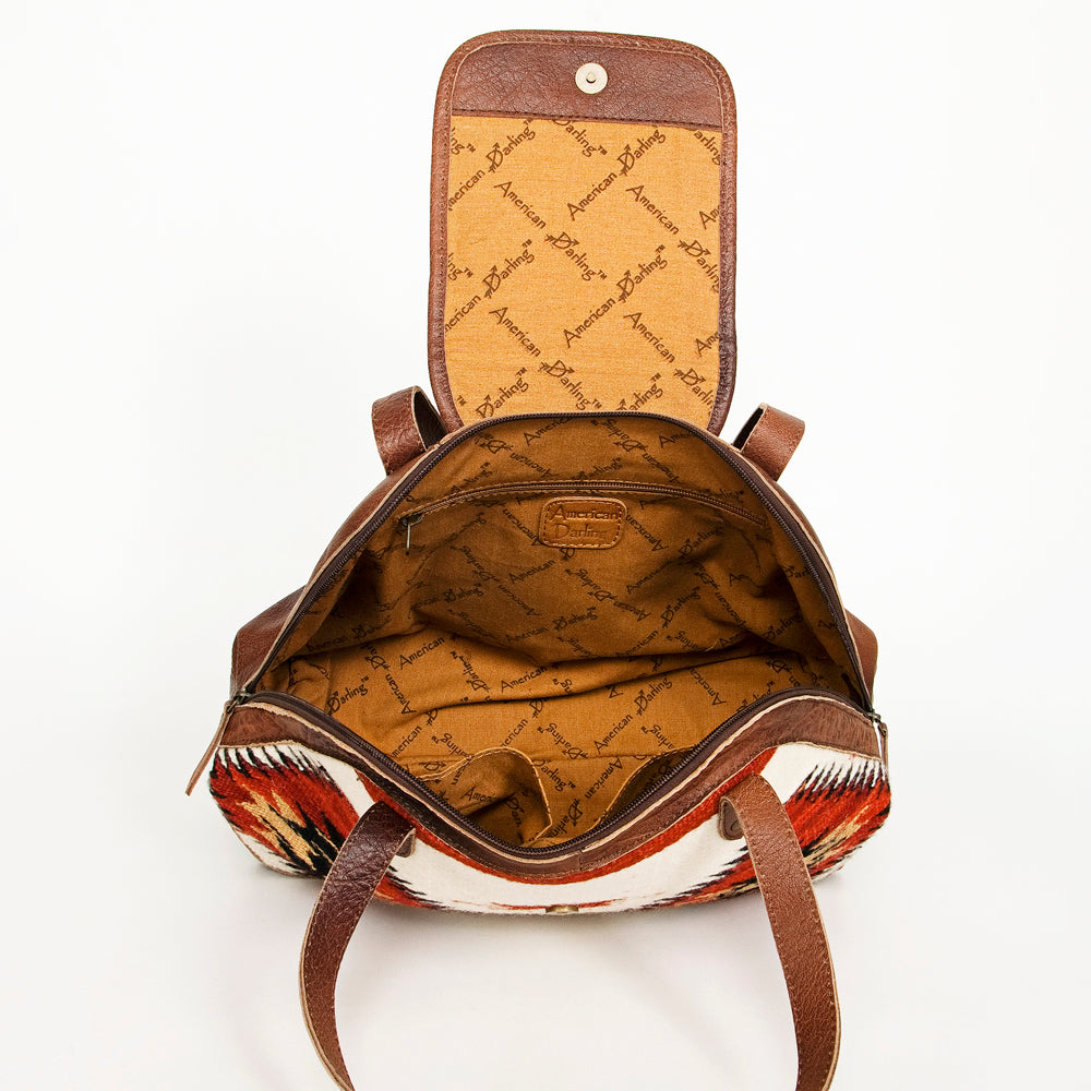 ADBG881B American Darling Western Tote Bag with Hair-On Cowhide and Hand Woven Saddle Blanket
