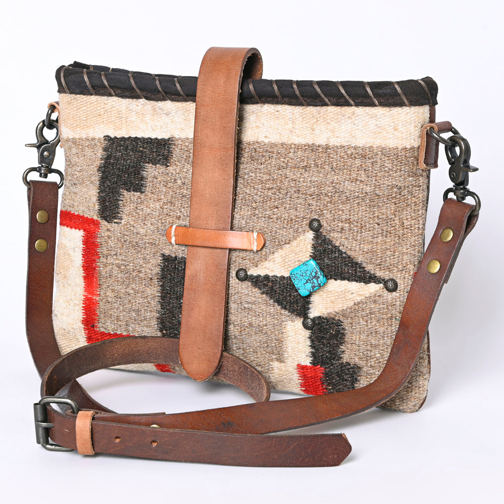 ADBG1112 American Darling Hand-Woven Saddle Blanket Western Crossbody Bag Genuine Leather Artisan Purse